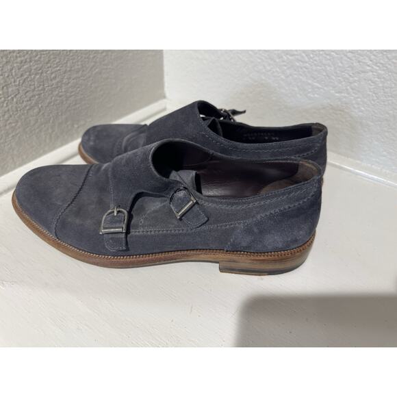 Mens Suede Leather Double Monk Strap Dress Shoes Casual Formal Oxfords - Picture 3 of 7